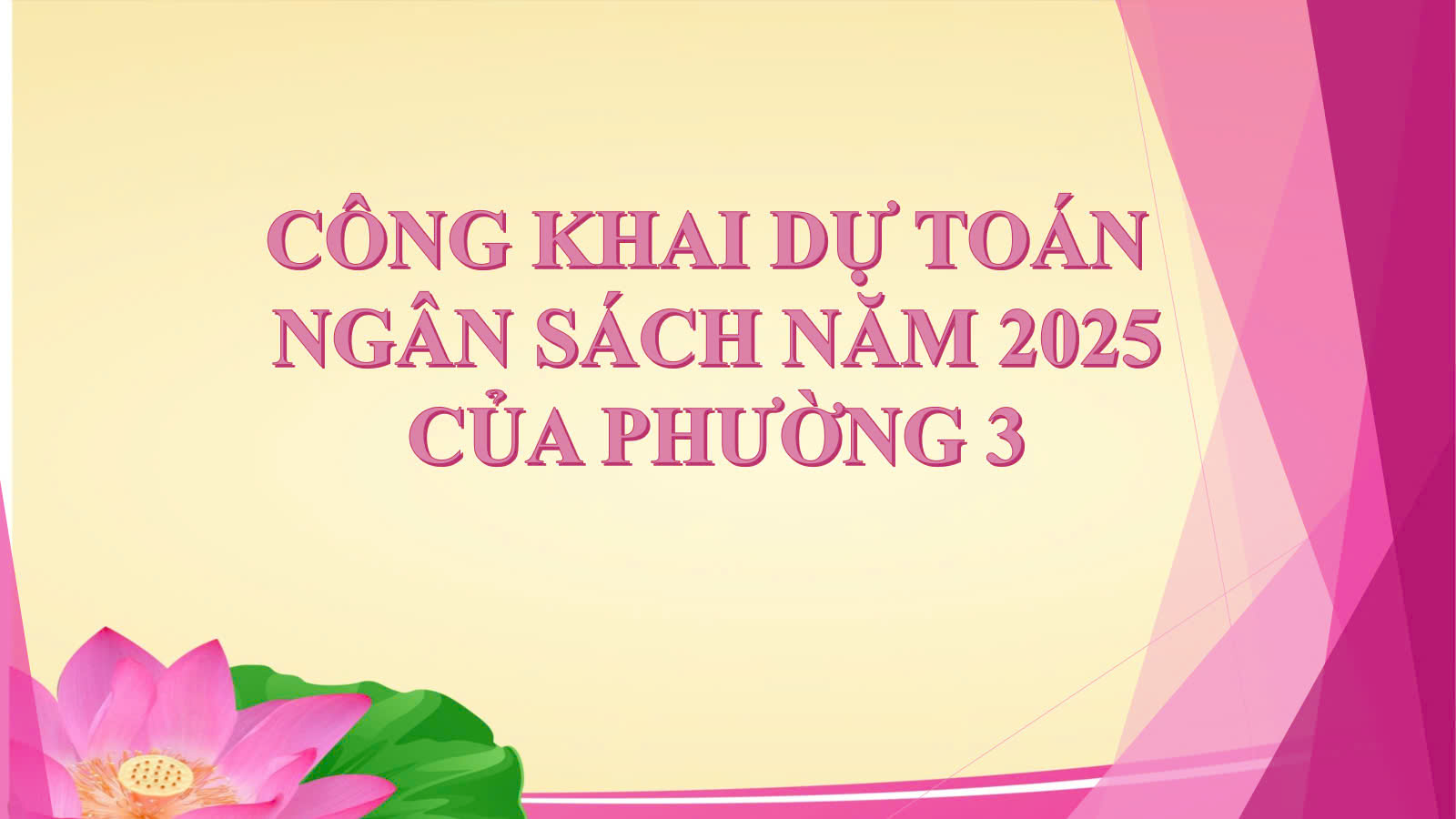 Công bố công khai dự toán ngân sách năm 2025 của Phường 3